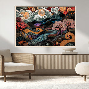Whimsical Abstract Landscape Wall Art Canvas Print, Colorful