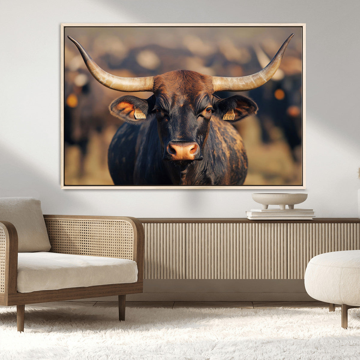 Majestic Texas Longhorn Bull Rustic Farm Animal Strong