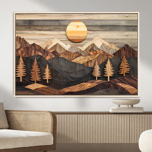 Wood Mountain Wall Art Canvas Print – Layered Forest and