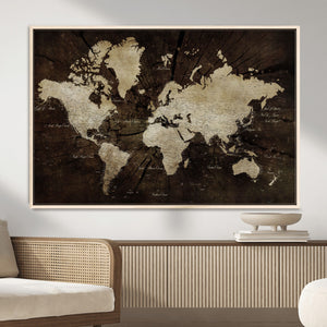 World Map Wall Art Canvas Print – Framed Travel Map Wall Art