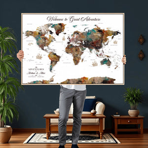 Customizable Framed World Map Canvas Print – Personalized