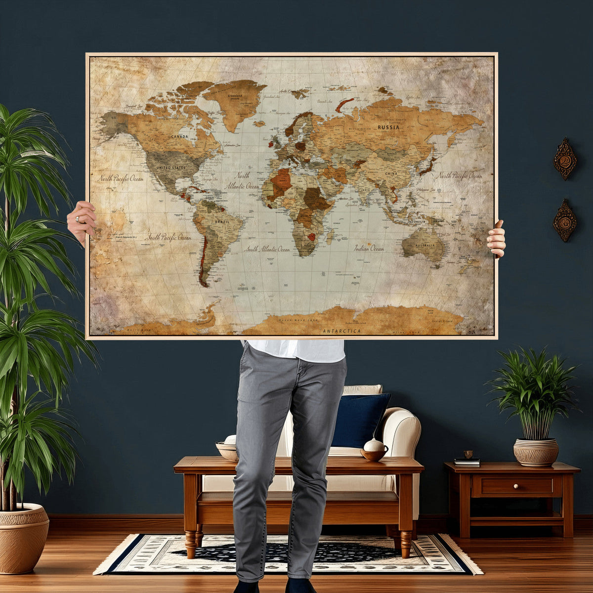 World Map Canvas Print – Detailed Map of the World Wall Art