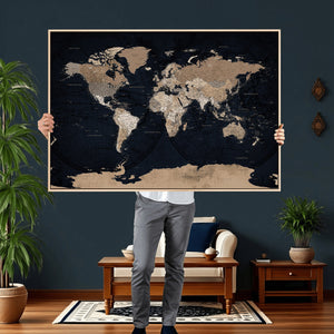 Grunge Wall Art World Map Canvas Print