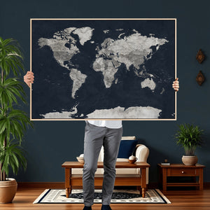 Colorful Watercolor World Map Canvas Print – Vibrant Framed