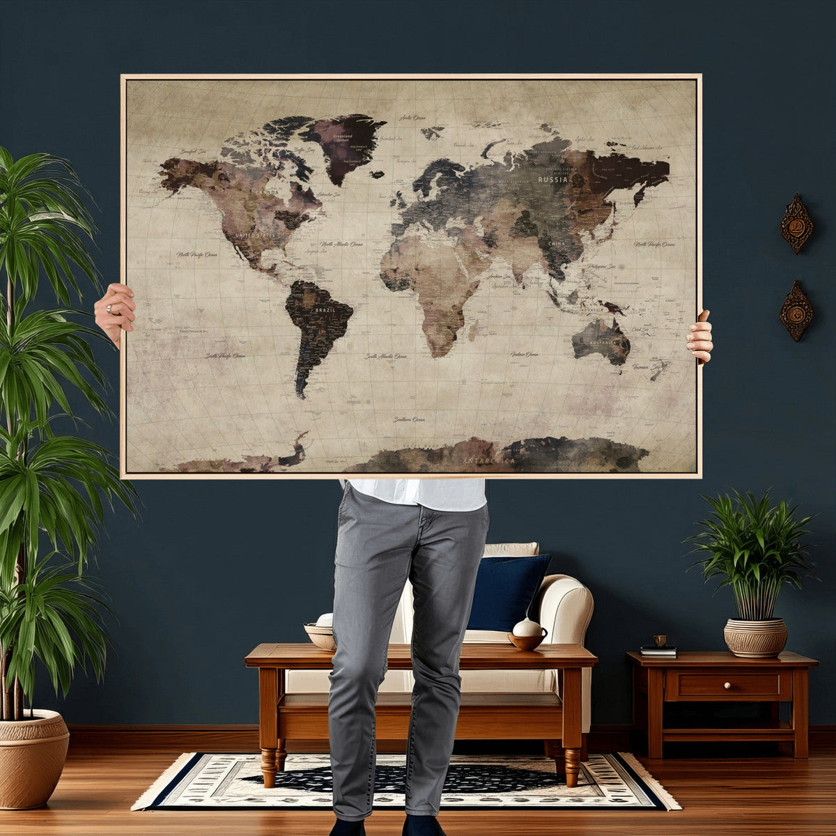 World Map Canvas Print – Detailed Map of the World Adventure