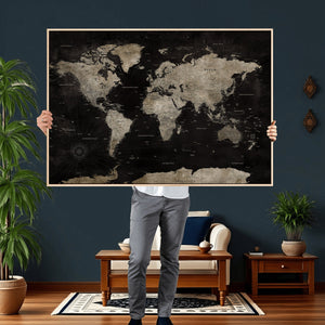 Detailed World Map Wall Art Print - Large Framed World Map