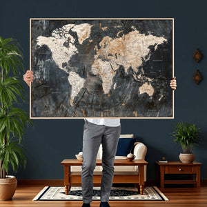 World Map Canvas Print – Detailed Map of the World Wall Art