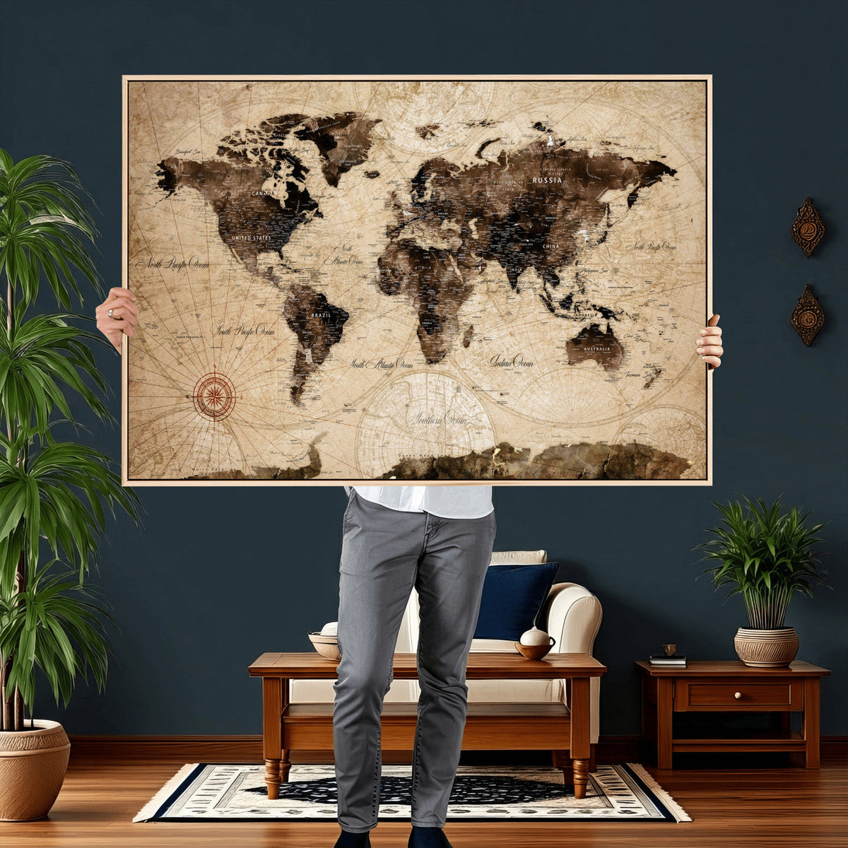 World Map Wall Art Canvas Print