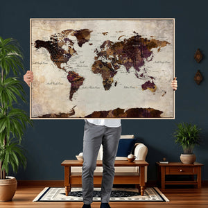 World Map Canvas Triptych – Colorful Global Wall Art for