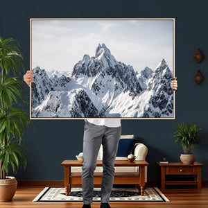 Snowy Mountain Range Canvas Print, Alpine Peaks Landscape