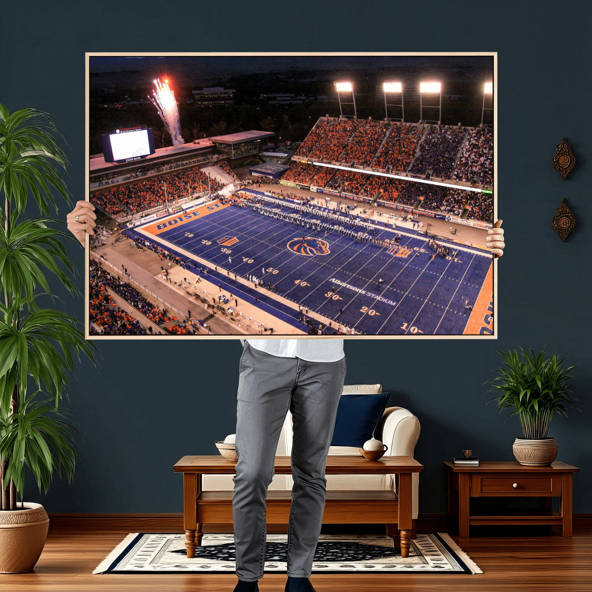 Boise State Stadium Large Wall Art Canvas Print for Living