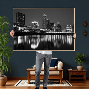 Austin Skyline Wall Art Canvas Print, Austin Downtown Night