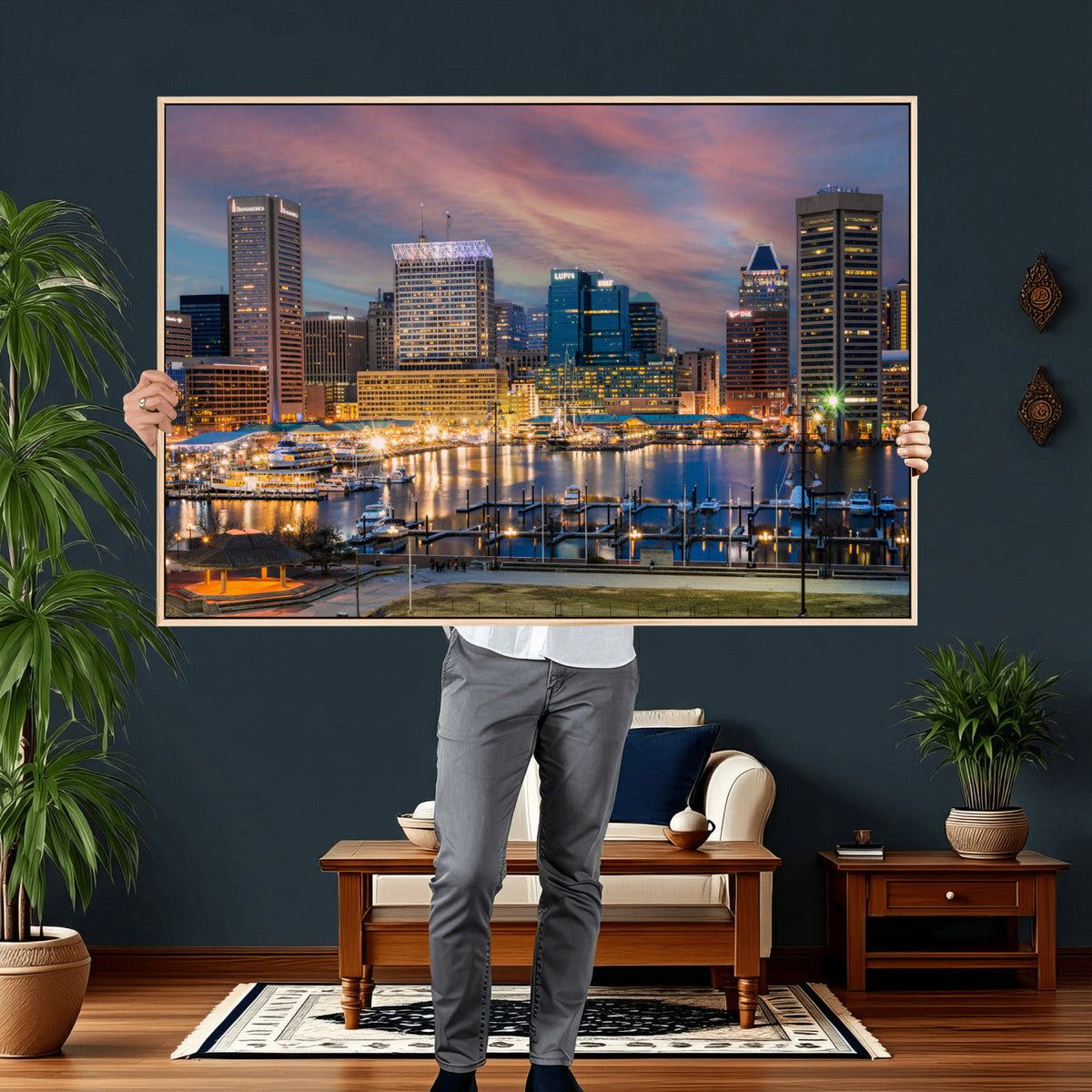 Baltimore Skyline Wall Art Canvas Print, Baltimore Downtown