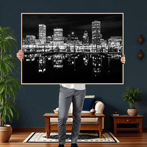 Baltimore Skyline Wall Art Canvas Print, Baltimore Downtown