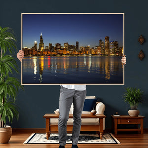 Chicago Wall Art Canvas Print - Chicago City Downtown Night