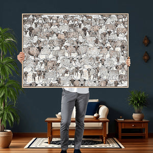 Abstract Texas Cow Wall Art Canvas Print - Farm Longhorn
