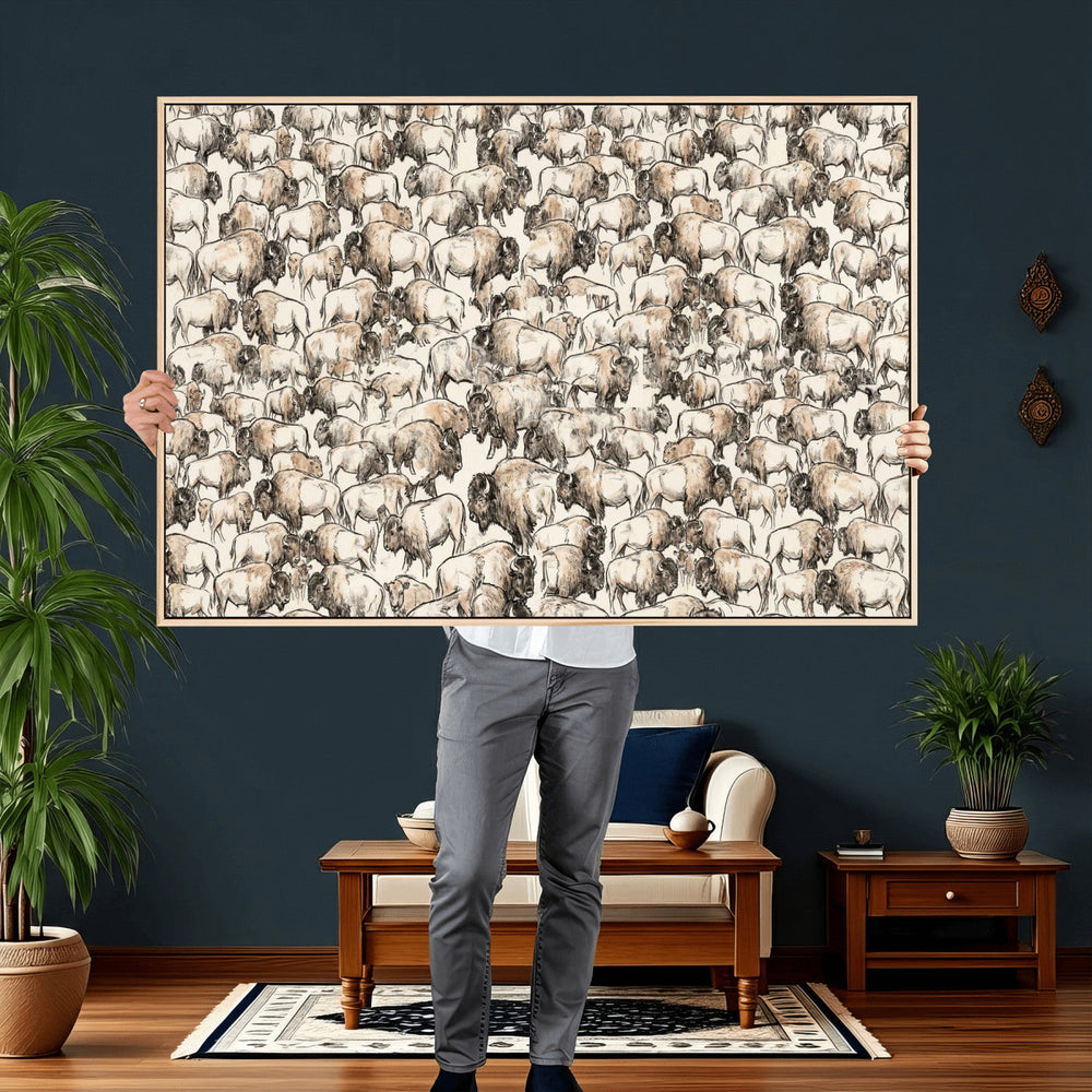 American Bison Canvas Print - Abstract Buffalo Wall Art