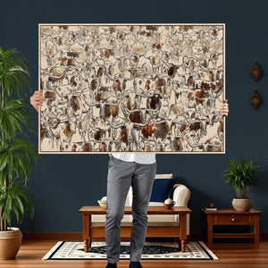 Abstract Longhorn Wall Art Canvas Print - Farm Animal