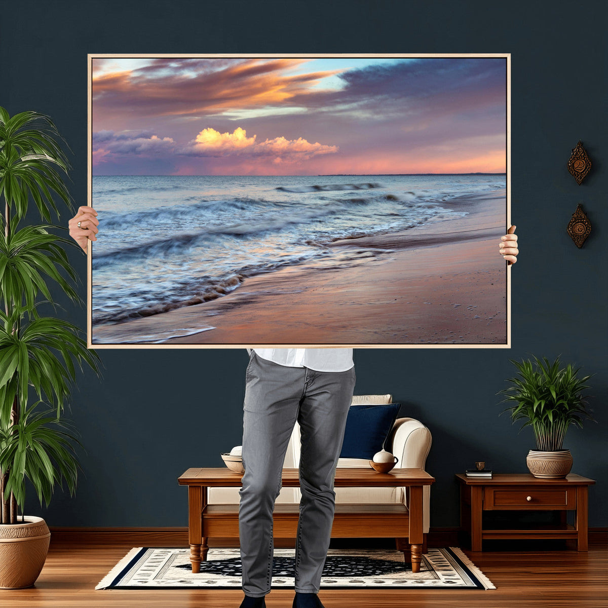 Ocean Sunset Wall Art Canvas Print – Coastal Beach