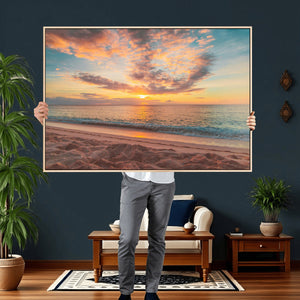 Sunset Beach Wall Art Canvas Print – Soft Coastal