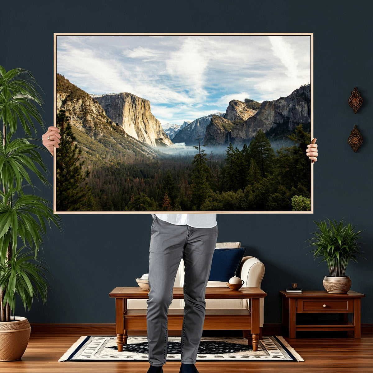 Yosemite Valley Mountain Wall Art Canvas Print, Granite