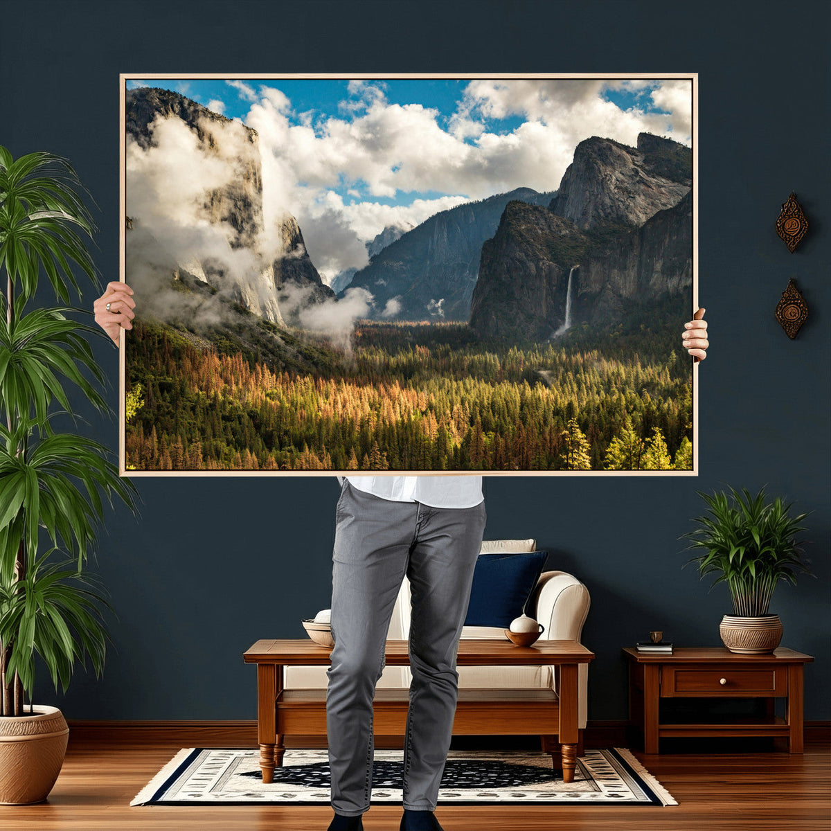 Yosemite Valley River Wall Art Canvas Print