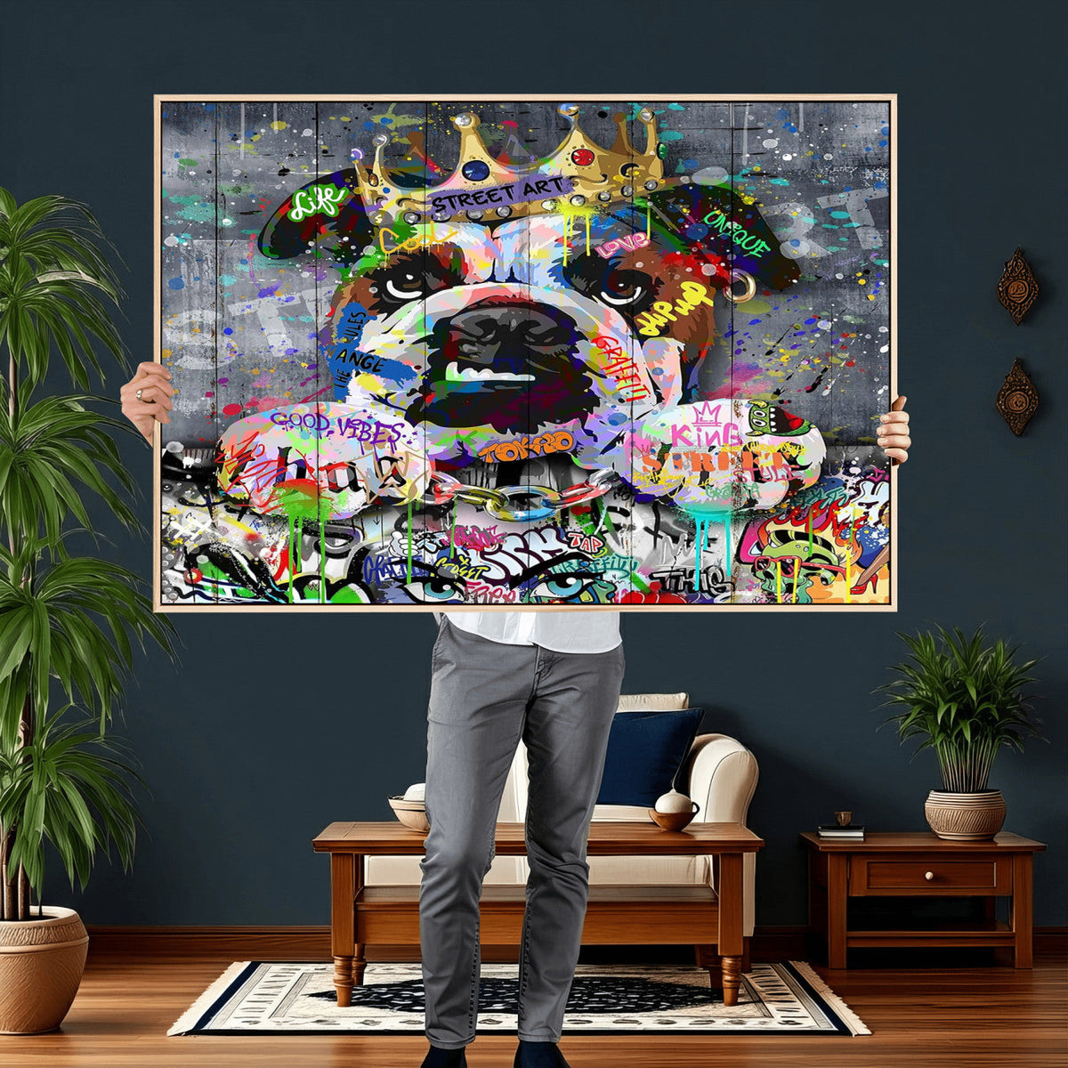 Graffiti Dog Wall Art Decor for Teen Bedroom - Abstract