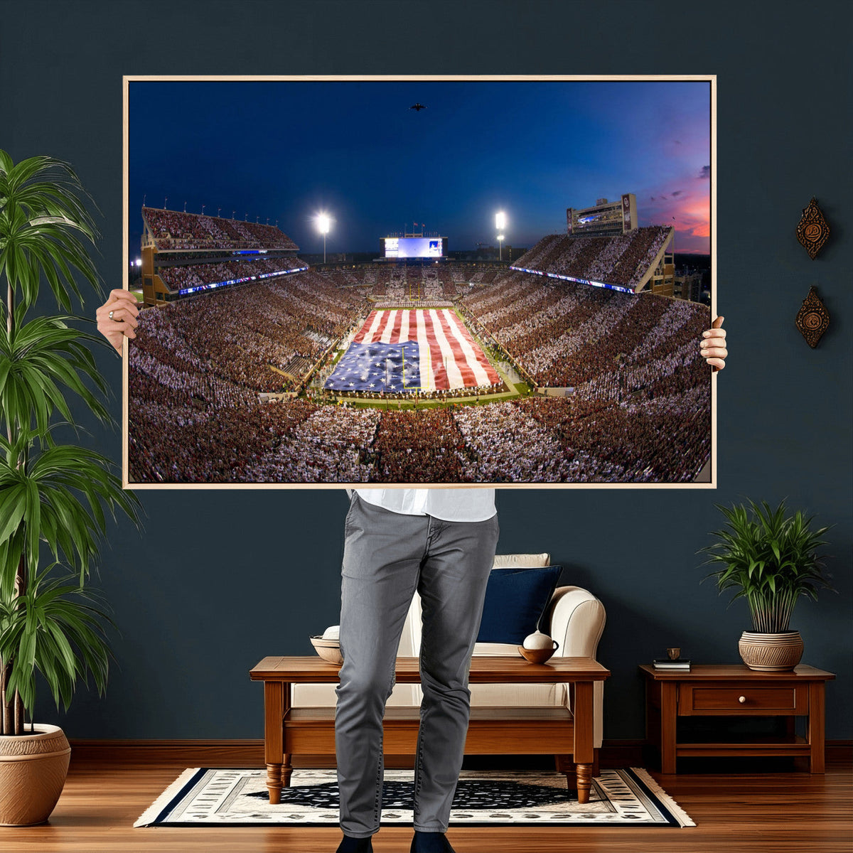 Oklahoma Sooners Memorial Stadium Wall Art Canvas Print,