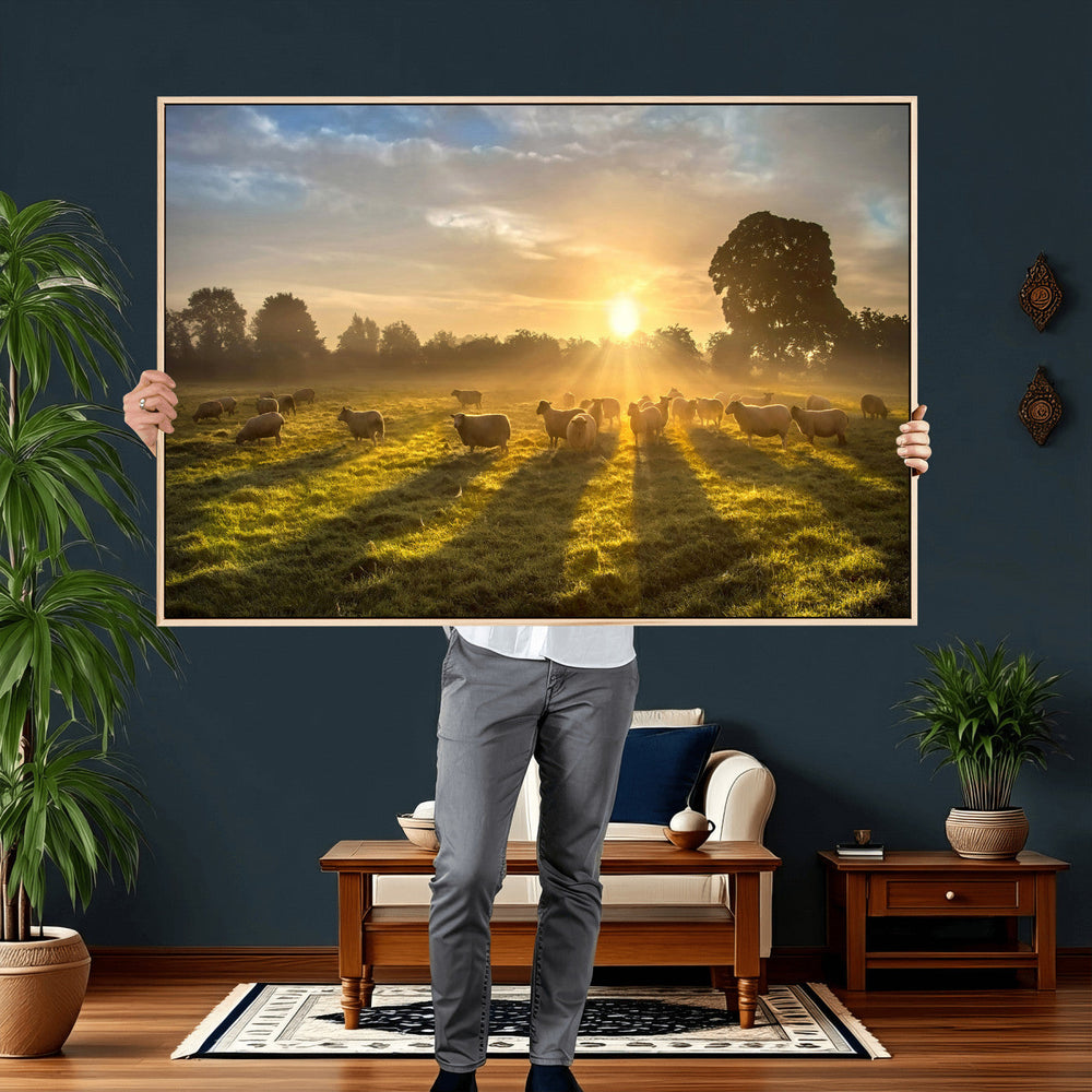 Sheep Wall Art Canvas Print – Rural Farm Animal Artwork