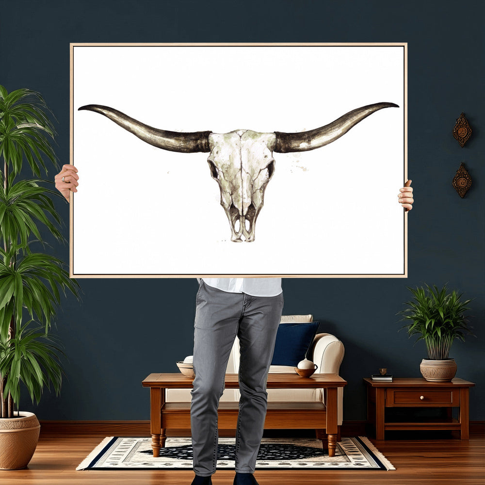 Longhorn Skull Wall Art Canvas Print – Rustic Western