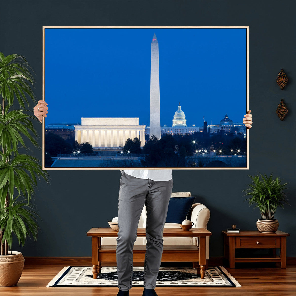 Washington DC Skyline Wall Art Canvas Print – Lincoln