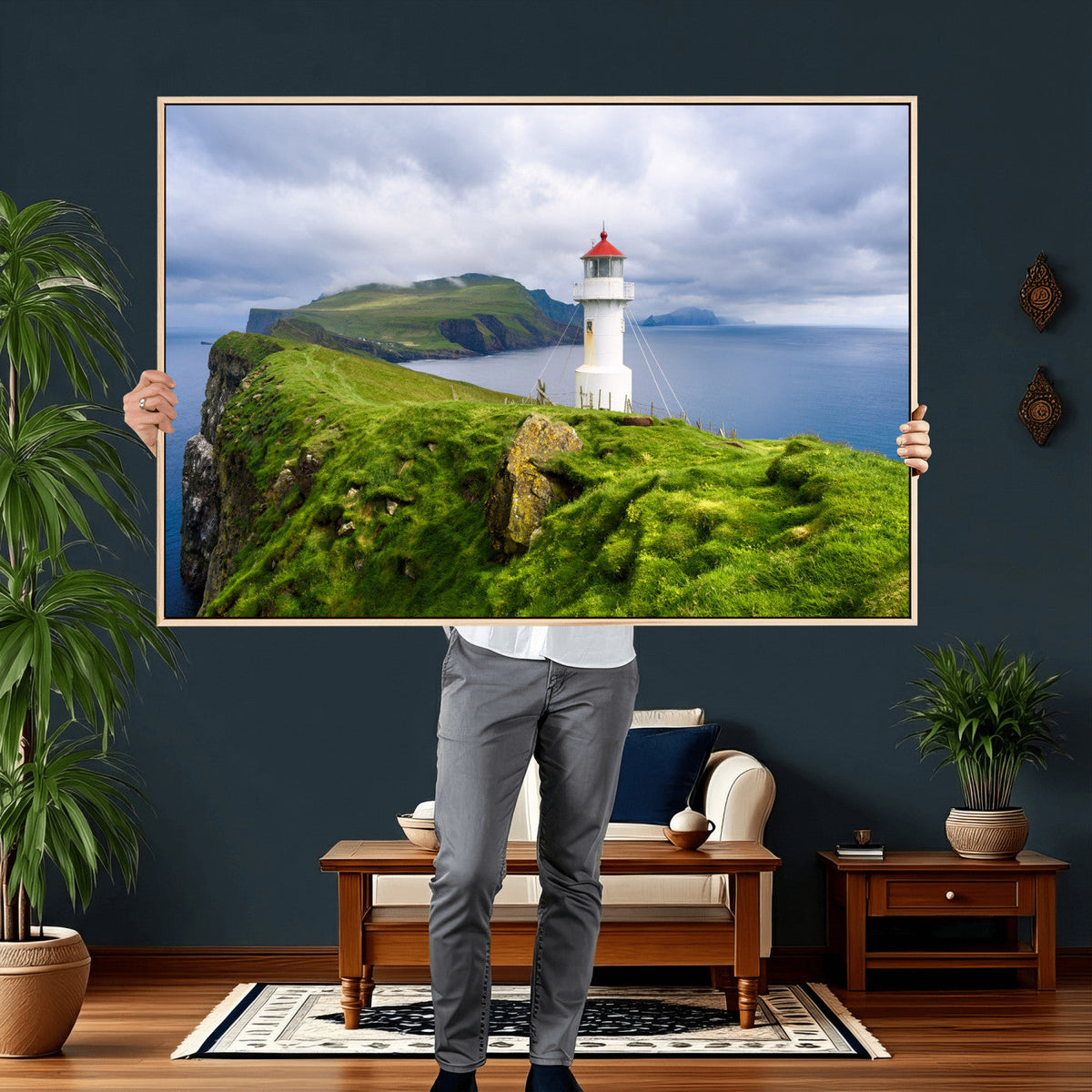 Cliffside Lighthouse Wall Art Canvas Print – Coastal