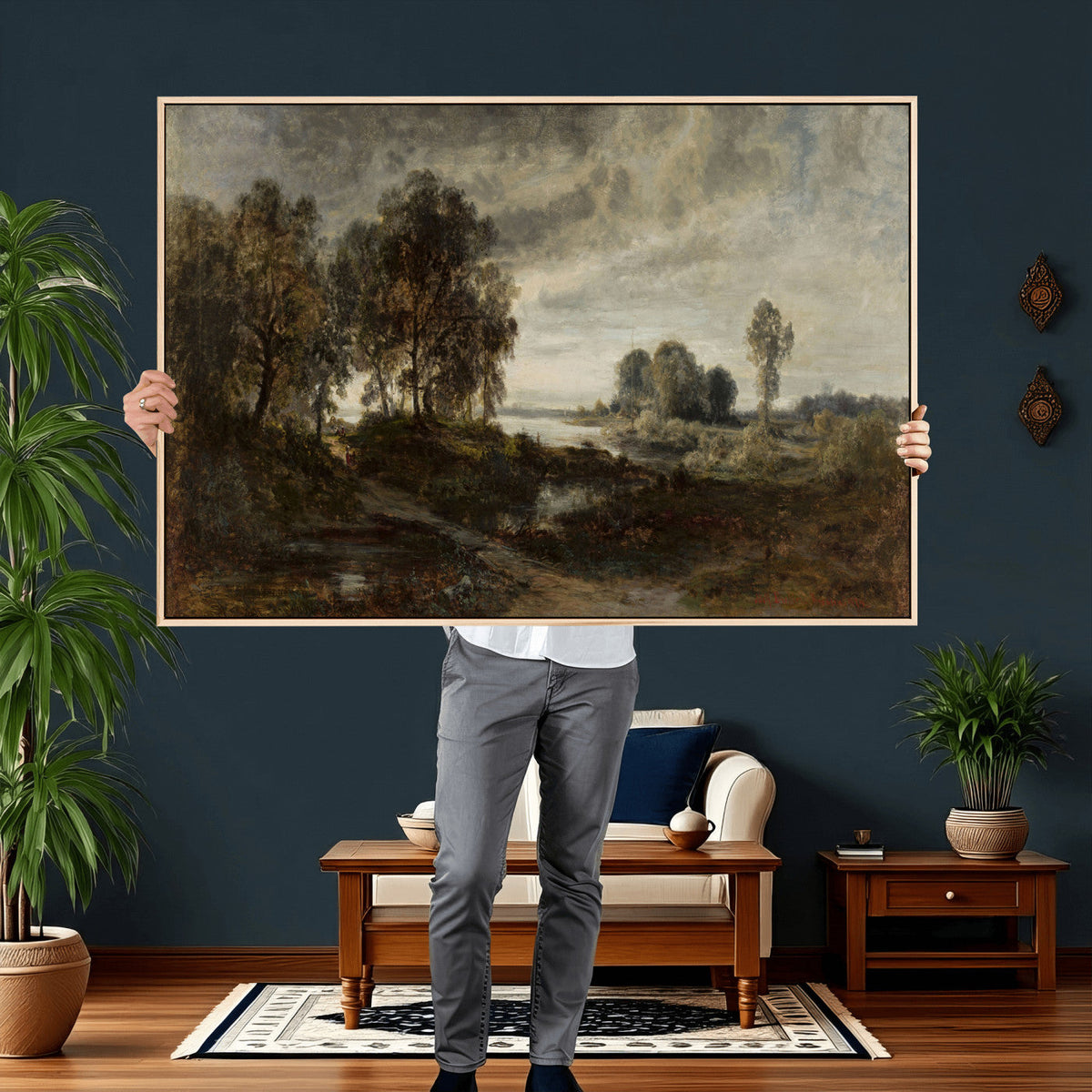 Adolf Dressler Landscape of the Oder River Wall Art Canvas