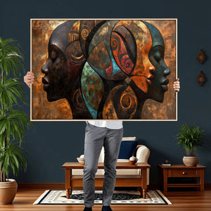 Abstract Afro American Women Wall Art Canvas Print