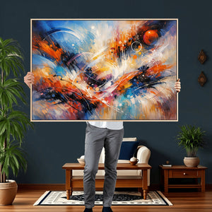 Lyrical Abstraction Wall Art Canvas Print, Orange Blue