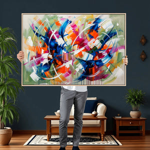 Geometric Abstract Wall Art Canvas Print, Orange Blue