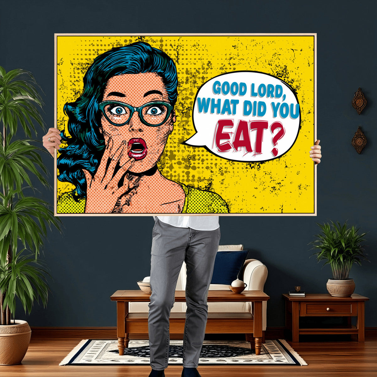 Pop Art Print Bathroom Sign Wall Art Canvas Print — Funny