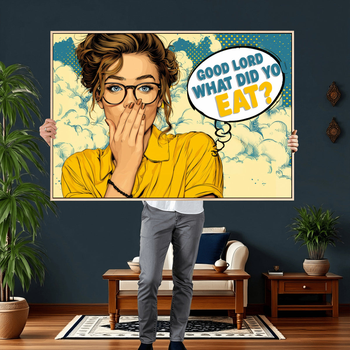 Pop Art Print Bathroom Sign Wall Art Canvas Print — Funny