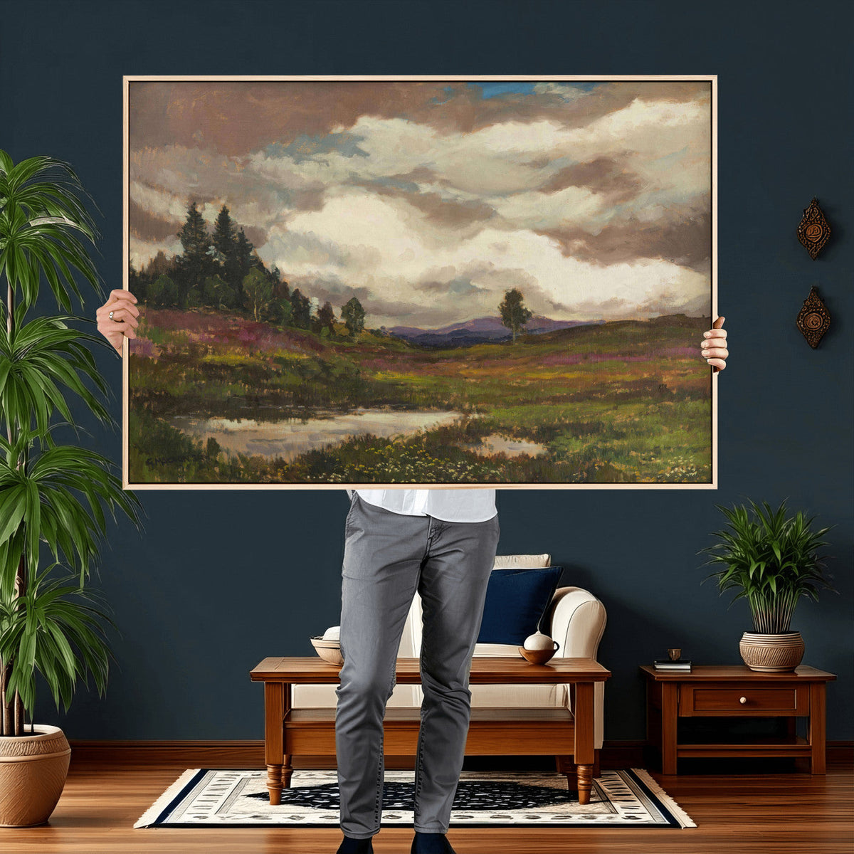 Gustav Macoun Heathland Canvas Print, Czech Landscape Oil