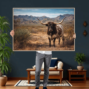 Texas Longhorn Canvas Wall Art Western Bull Desert Moody