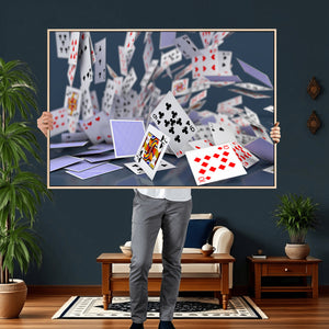 Playing Cards Canvas Wall Art | Casino Game Room Decor,