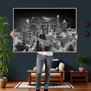 Charlotte Skyline Canvas Wall Art Print – North Carolina Cityscape Photography Print