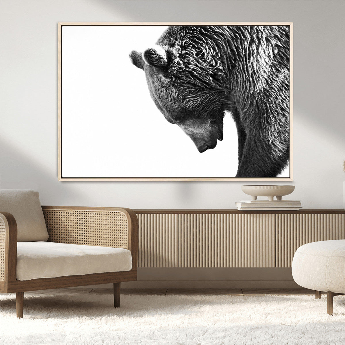 Black and White Grizzly 399 Bear Canvas Print Wall Art |