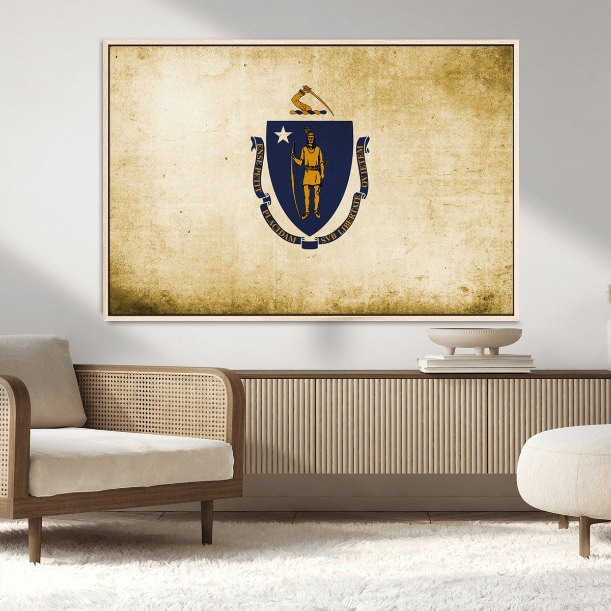Massachusetts Flag Wall Art Canvas Print