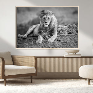 King Forest Lion Wall Art Canvas Print – Framed Majestic