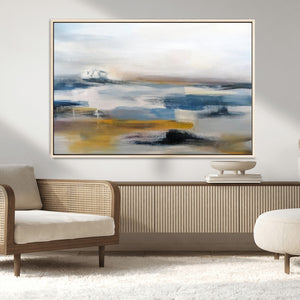 Abstract Landscape Wall Art Canvas | 3 Panel Modern Blue,