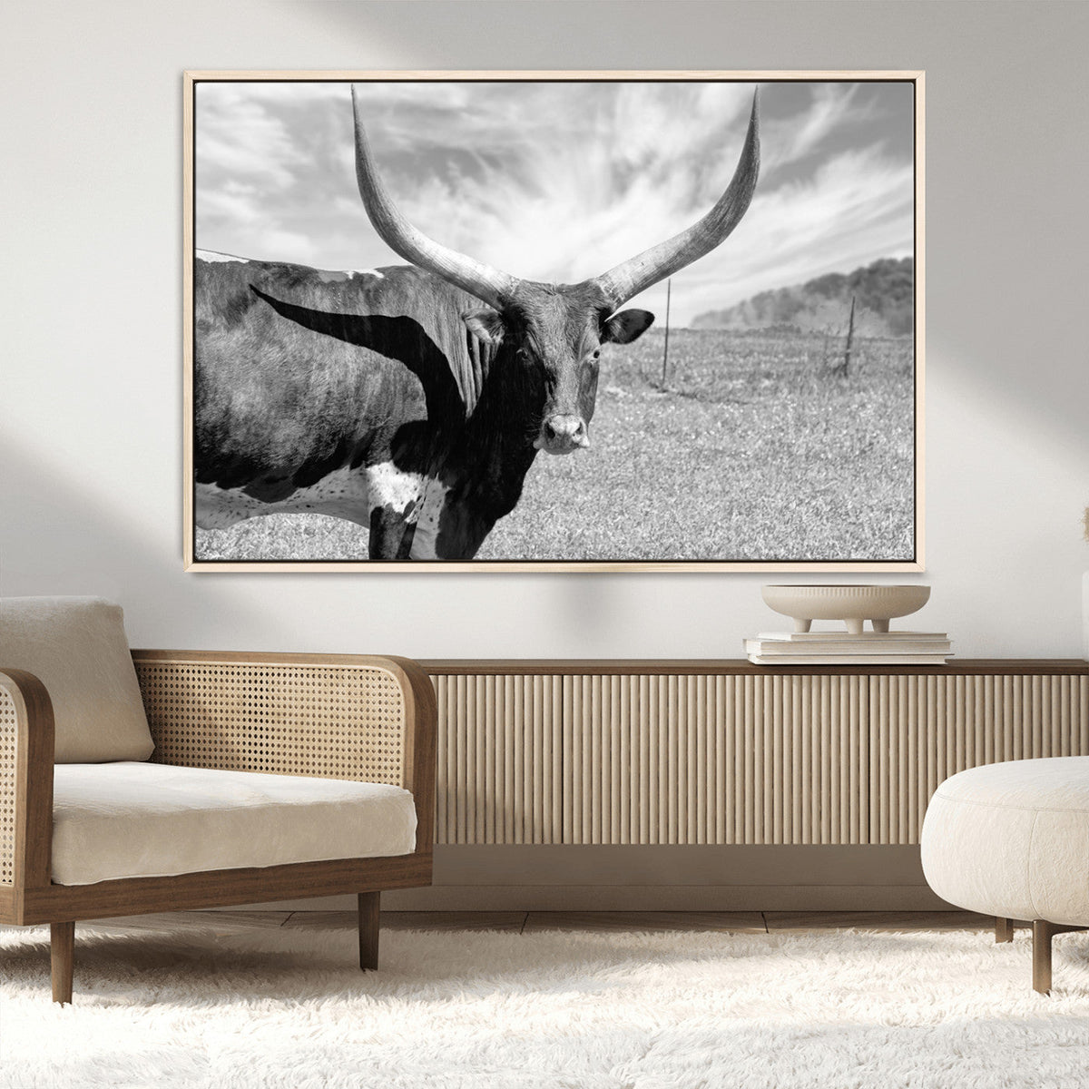 Cattle Wall Art Longhorn Cow Canvas Print