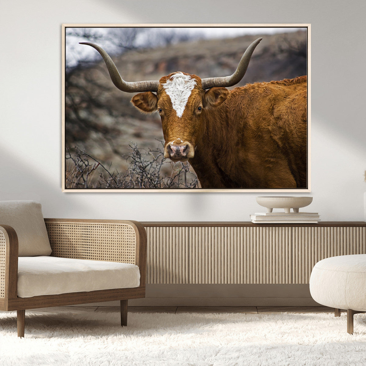 Texas Longhorn Canvas Wall Art - Longhorn Steer Canvas Wall