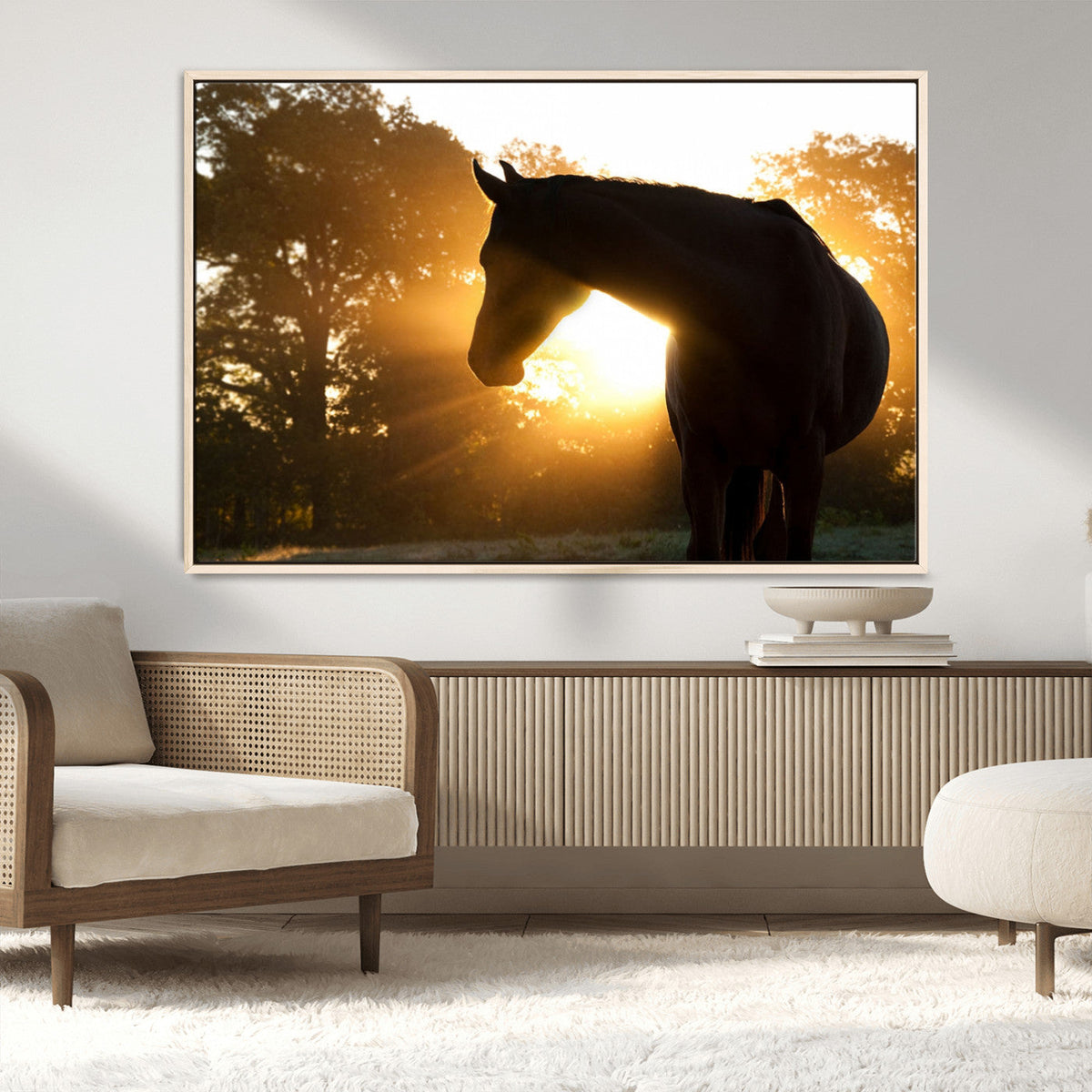 Horse at Sunset Wall Art Animal Canvas Print