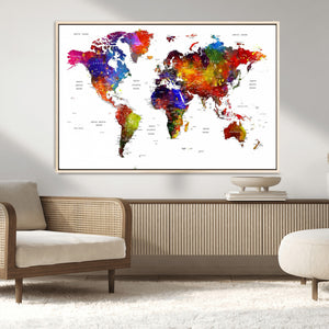 World Map Canvas Print – Detailed Map of the World Wall Art